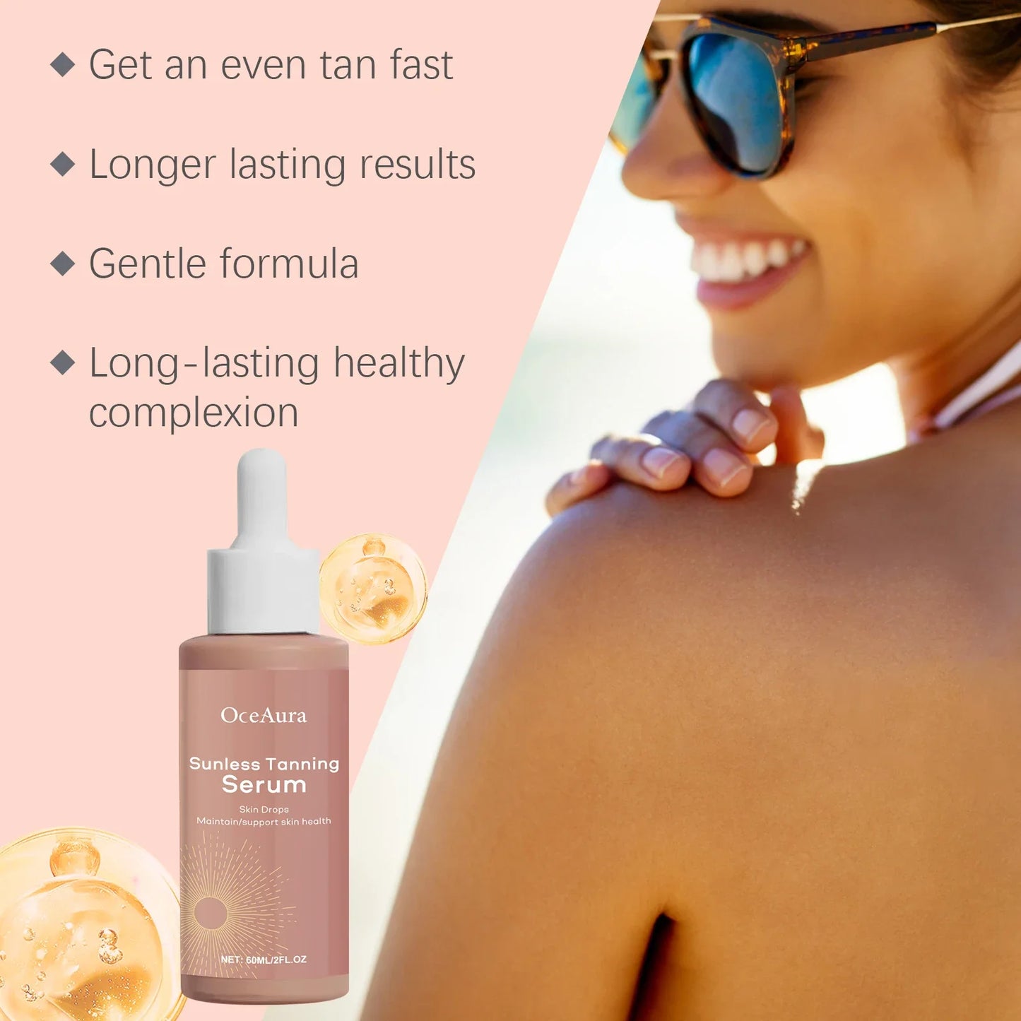 Self Tanning Drops Moisturizing Facial Tan Serum Relieve Dry Rough Prevent Sunburn Shine Brown Body Bronzer Tanning Accelerator